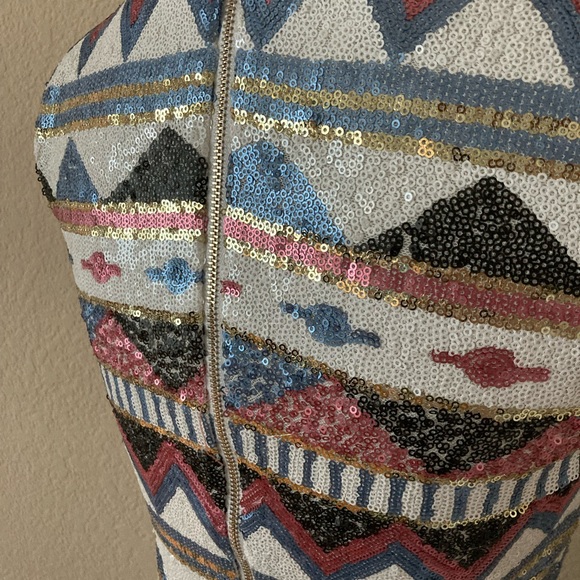 Sequins covered crop top and mini skirt 2 piece set party wear - Picture 6 of 10